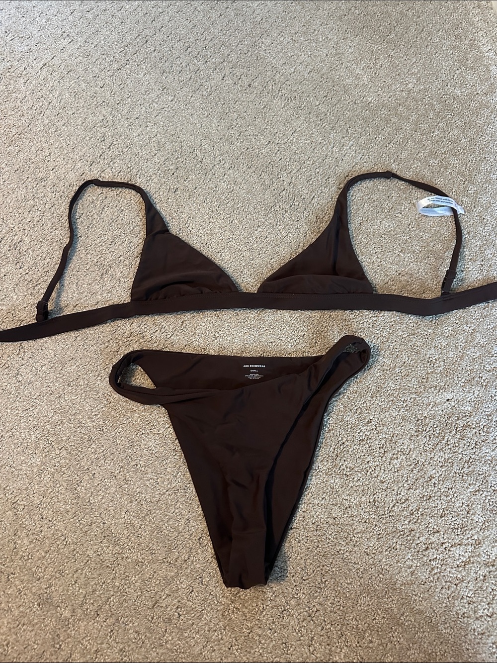 Women's Brown V-Neck Bikini Set - Sleek Two-Piece Swim - Picture 4 of 4